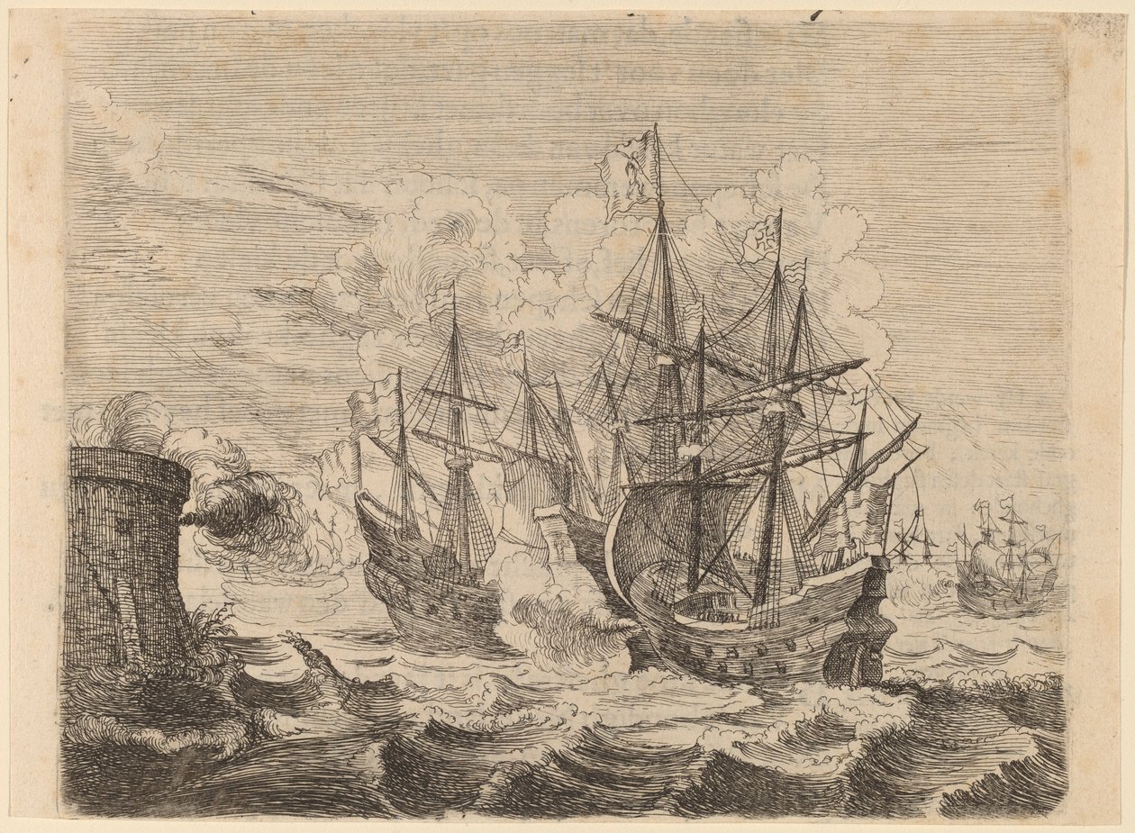 Heemskerckovo vítězství nad španělskou flotilou na Gibraltaru od Willem Basse