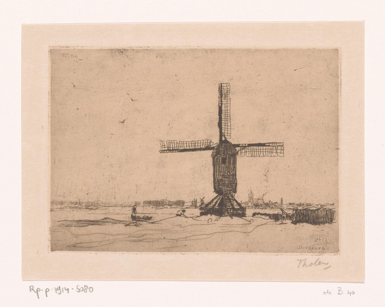 Doesburger Mill Windmill near Doesburg (původní název) od Willem Bastiaan Tholen (signed by artist)