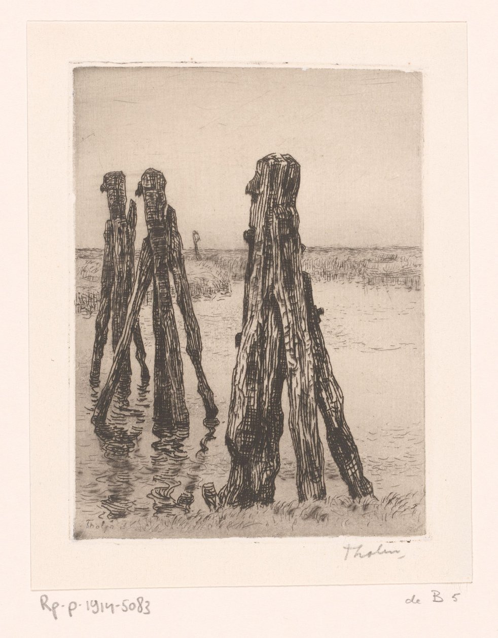Tři kotviště při nízké vodě Ducdalven (původní název) od Willem Bastiaan Tholen (signed by artist)