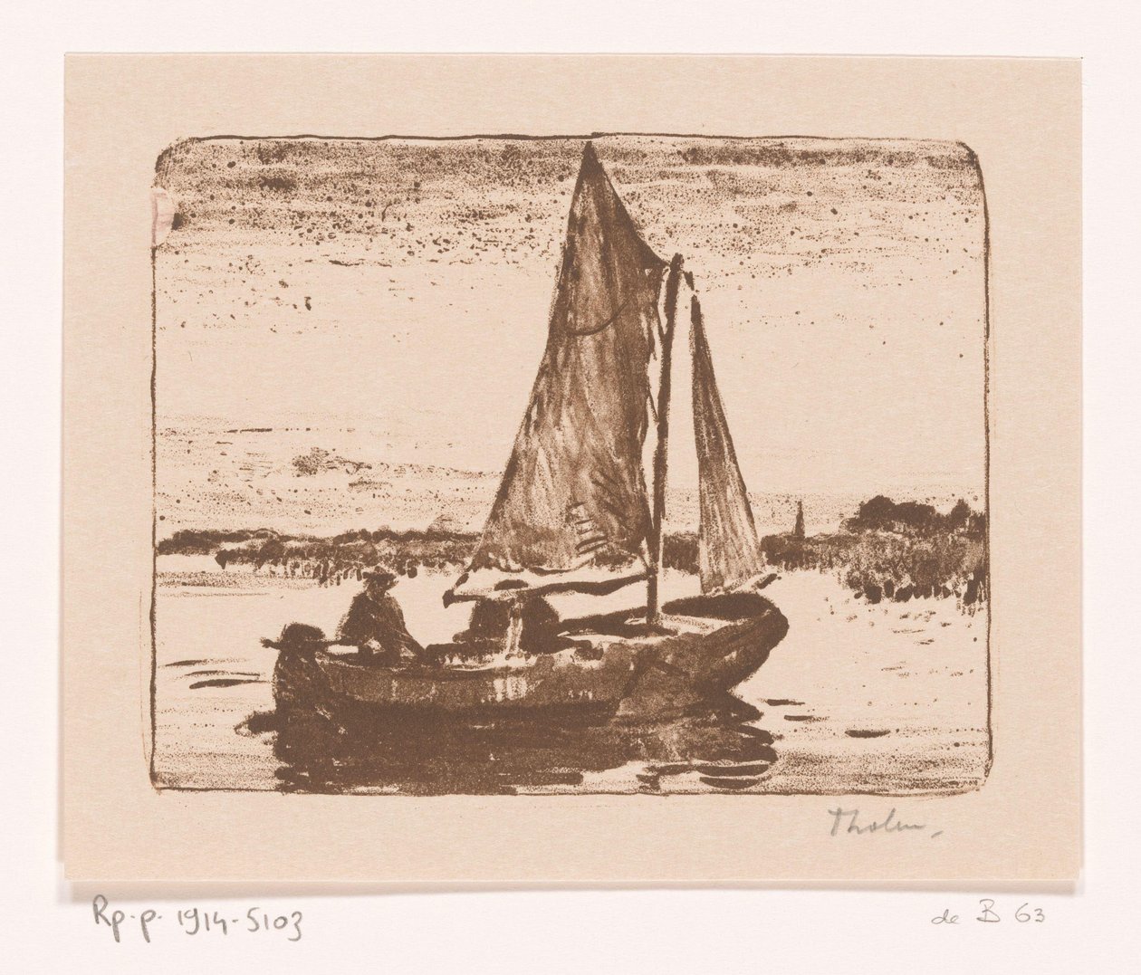 Muž na plachetnici Loď (původní název) od Willem Bastiaan Tholen (signed by artist)