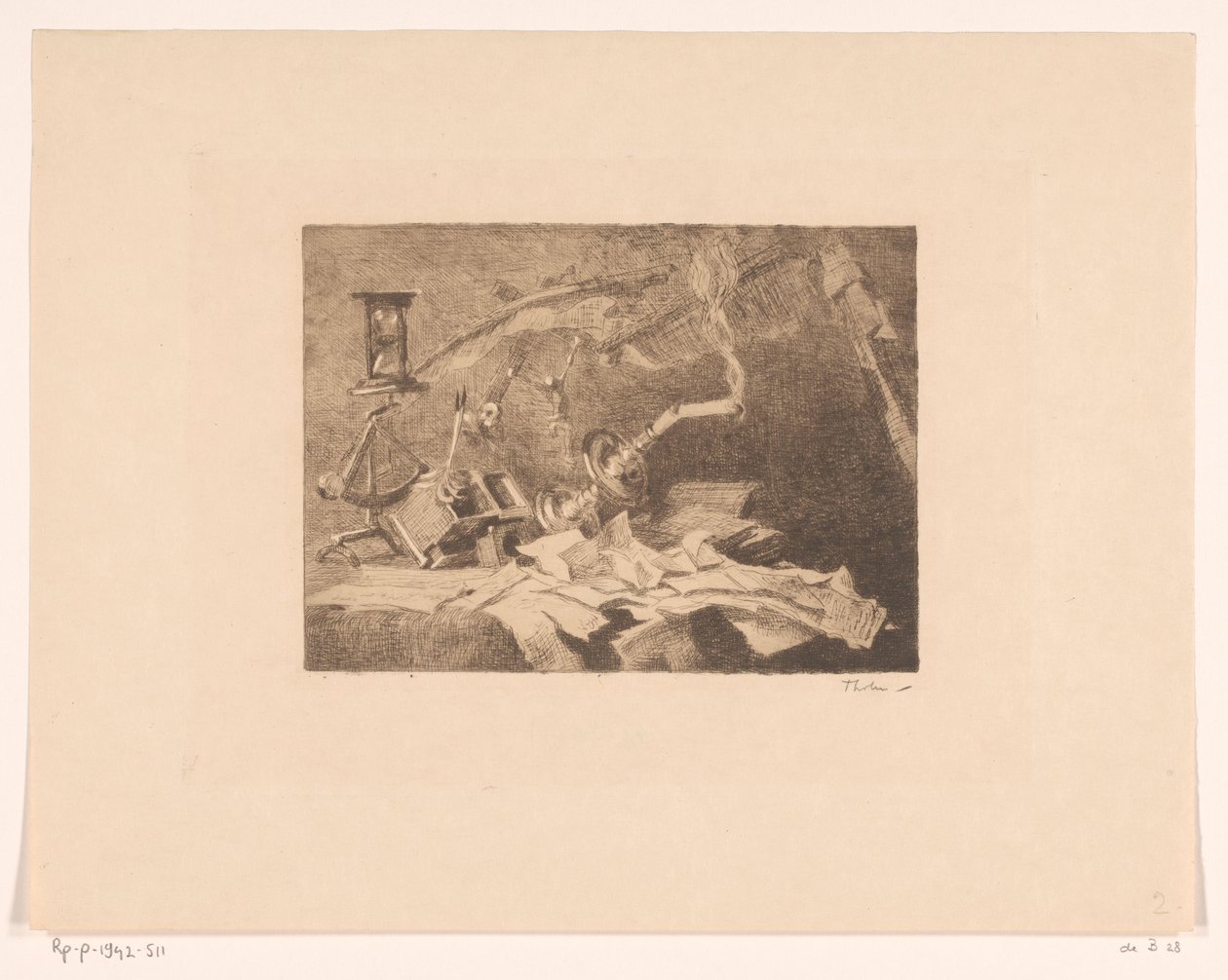Zátiší s padajícími a rozbitými předměty Konec (původní název) od Willem Bastiaan Tholen (signed by artist)