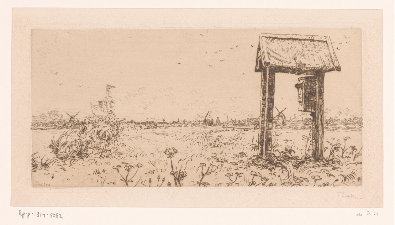 Pastviny na Kaag, s poštovní schránkou Letterbox, Kaag (původní název) od Willem Bastiaan Tholen (signed by artist)