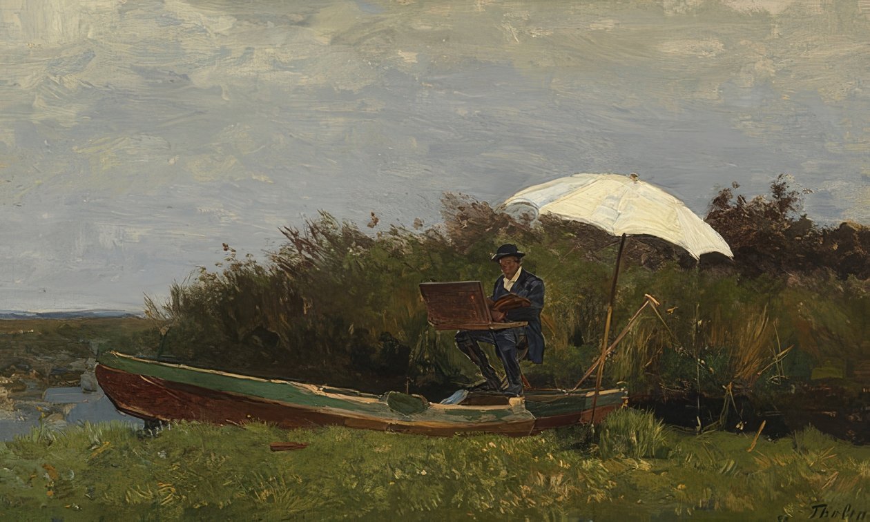 Paul Gabriël pracuje na lodi. 1882 od Willem Bastiaan Tholen
