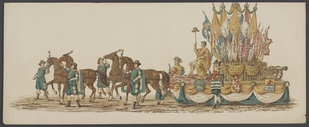 Delftská přehlídka 1862, třetí skupina Čtvrtý lustrum Královské akademie v Delftu - Ao. 1862 - Costumed Optogt (název série na předmětu) od Willem Bernardus IJzerdraat
