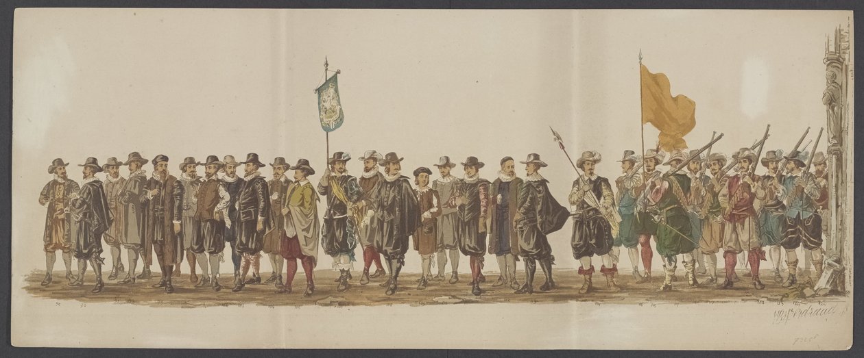 Delftský průvod 1862, sedmá a osmá skupina Čtvrtý lustrum Královské akademie v Delftu - Ao. 1862 – Costumed Optogt (název série na předmětu) od Willem Bernardus IJzerdraat