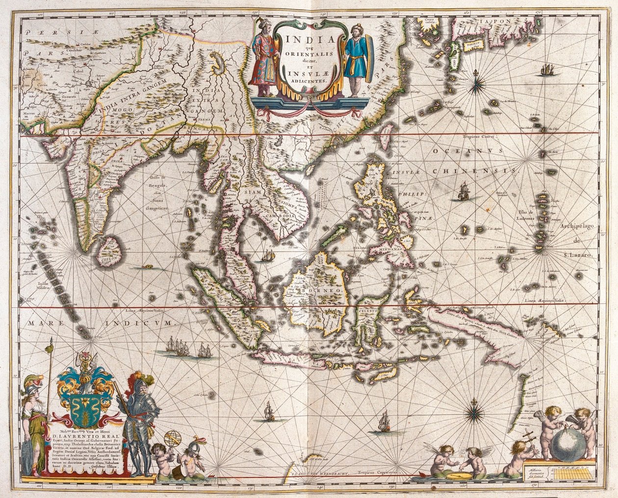 Asie od Indie přes Tibet a Japonsko až po Novou Guineu, v "Theatrum Orbis Terrarum, sive Atlas Novus" Willema Blaeua, Amsterdam. od Willem Blaeu