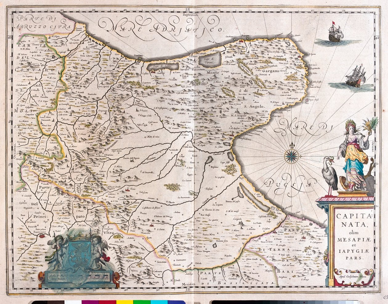 Foggia, Itálie, v "Theatrum Orbis Terrarum, sive Atlas Novus" Willema Blaeua, Amsterdam od Willem Blaeu