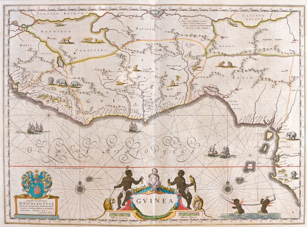 Guinea, v "Theatrum Orbis Terrarum, sive Atlas Novus" Willema Blaeua, Amsterdam od Willem Blaeu
