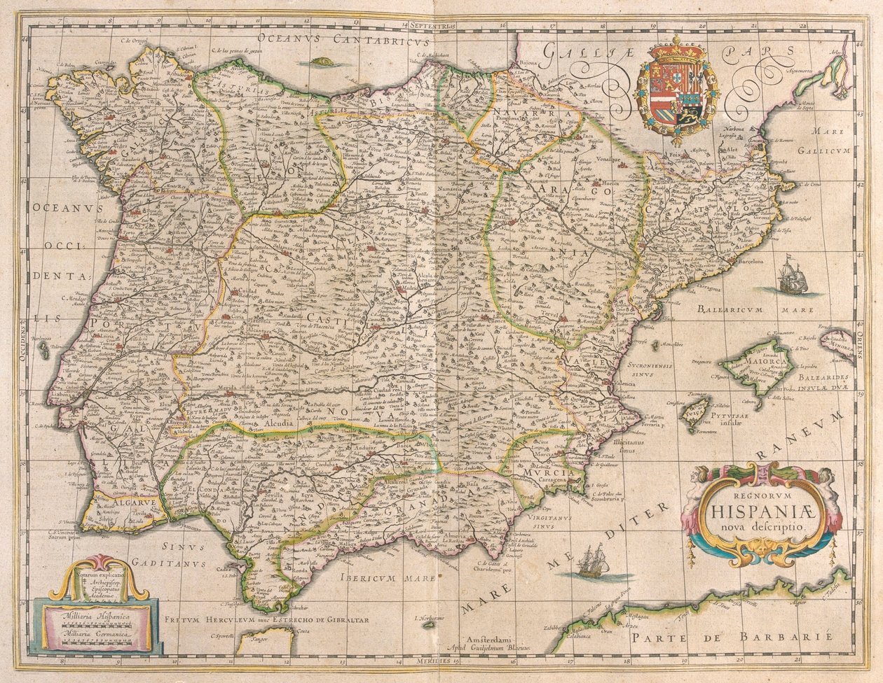 Iberský poloostrov, v "Theatrum Orbis Terrarum, sive Atlas Novus" Willema Blaeua, Amsterdam od Willem Blaeu