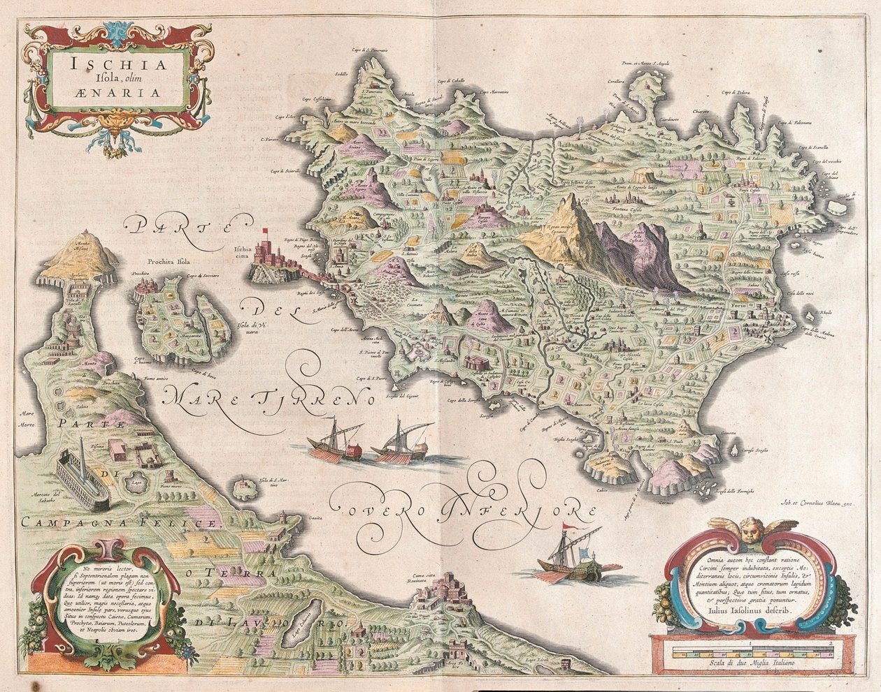 Ostrov Ischia, Itálie, v "Theatrum Orbis Terrarum, sive Atlas Novus" Willema Blaeua, Amsterdam od Willem Blaeu