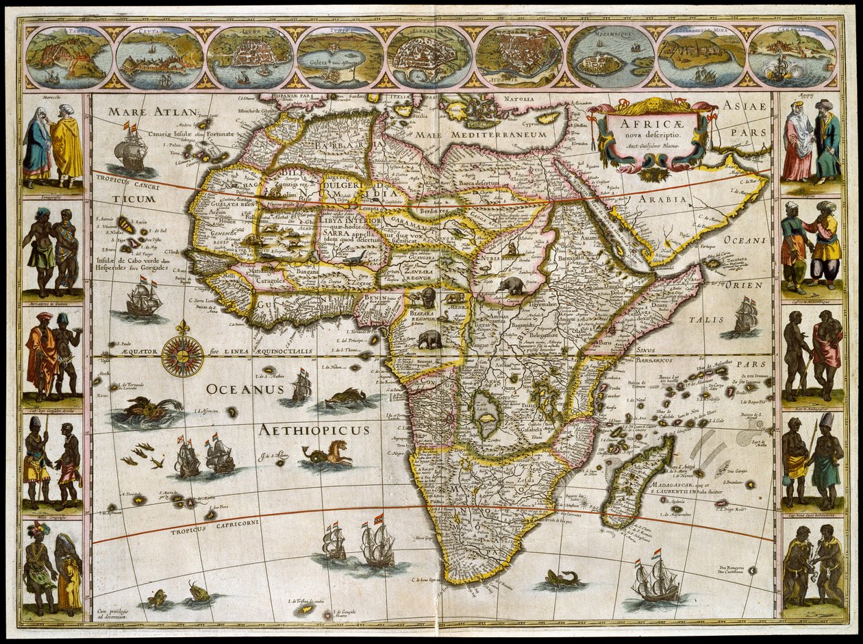 Mapa Afriky. Talíř z atlasu od Willema Janszoona Blaeu od Willem Blaeu