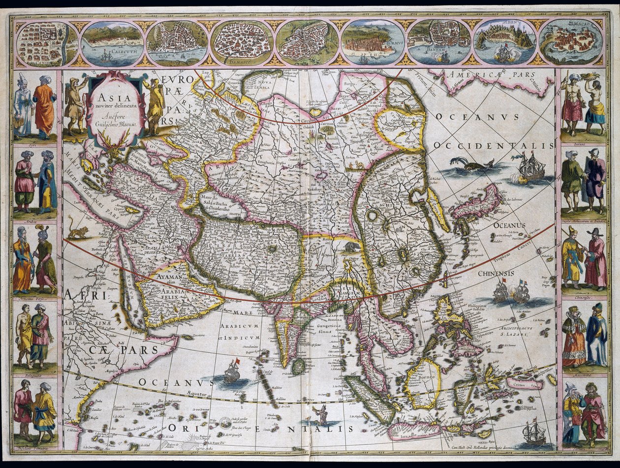 Mapa Asie. Talíř z atlasu od Willema Janszoona Blaeu od Willem Blaeu