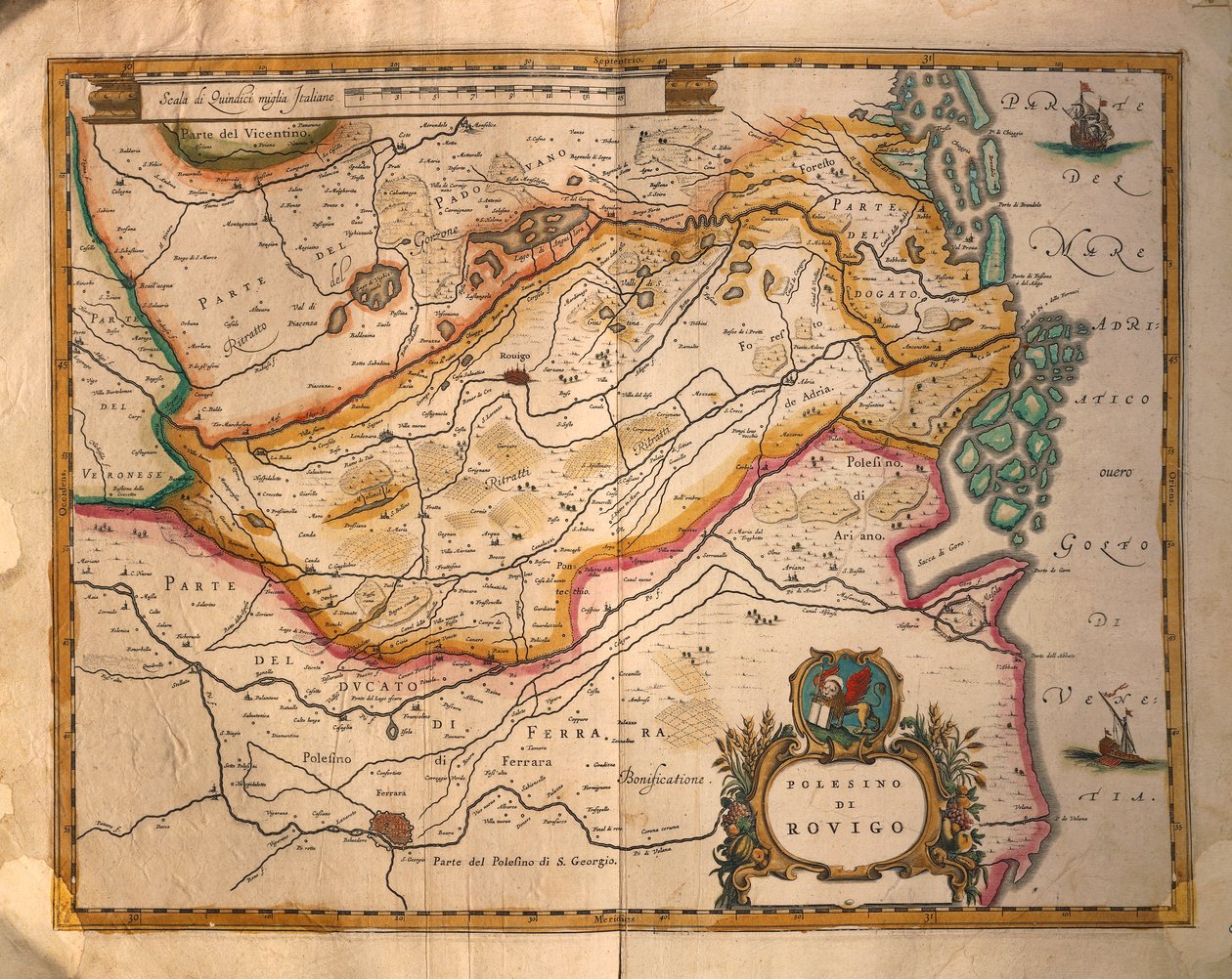Mapa Rovigo, Itálie, z Regionum Italiae od Willem Blaeu od Willem Blaeu