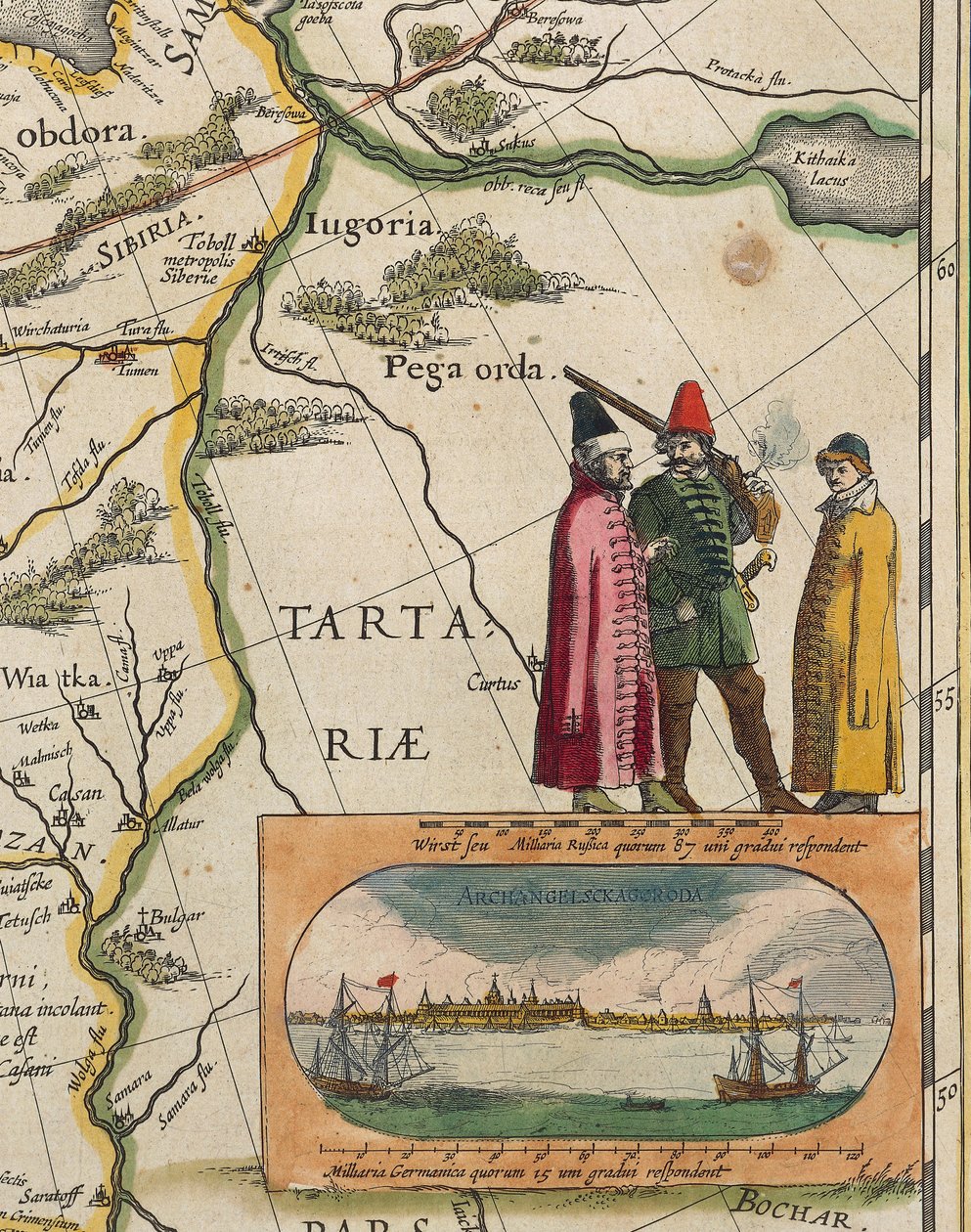 Map of Tartary, by Willem Janszoon Blaeu, from Atlas Maior or Novus Detail od Willem Blaeu
