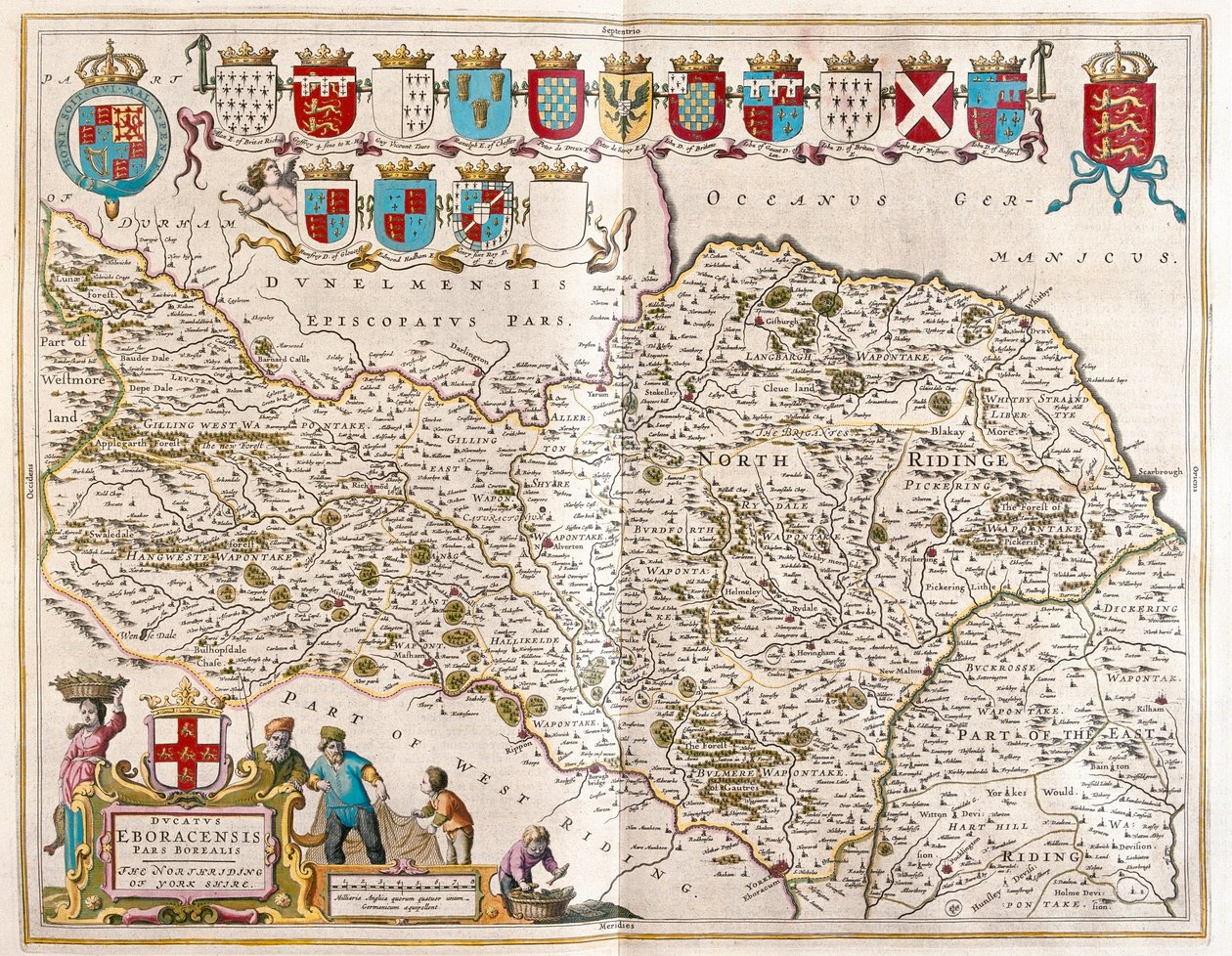 Severní část Yorkshiru, Theatrum Orbis Terrarum, sive Atlas Novus, Willem Blaeu, Amsterdam od Willem Blaeu
