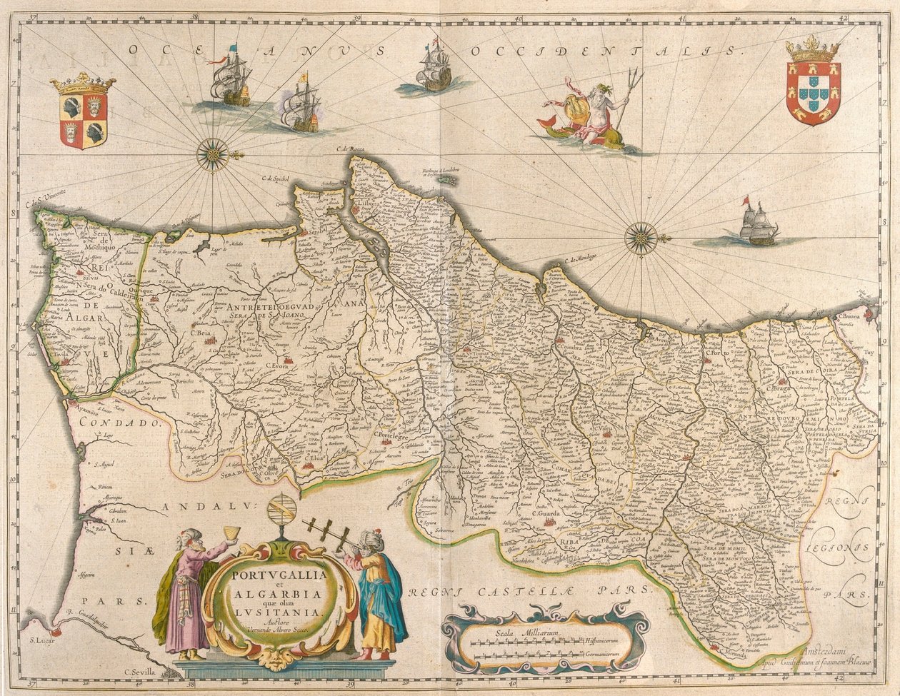 Portugalsko a Algarve, v "Theatrum Orbis Terrarum, sive Atlas Novus" Willema Blaeu, Amsterdam od Willem Blaeu