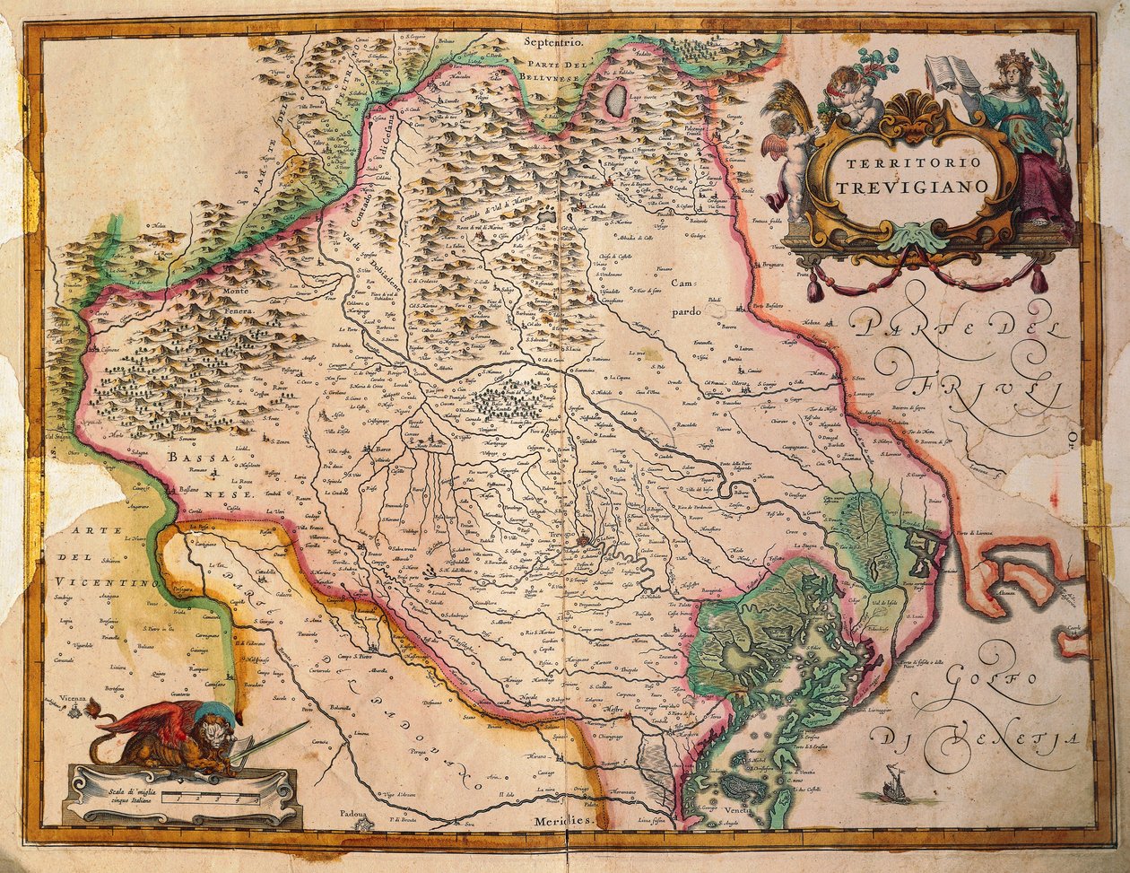 Regiony Itálie, území Treviso, region Veneto, Itálie Willem Janszoon Blaeu od Willem Blaeu