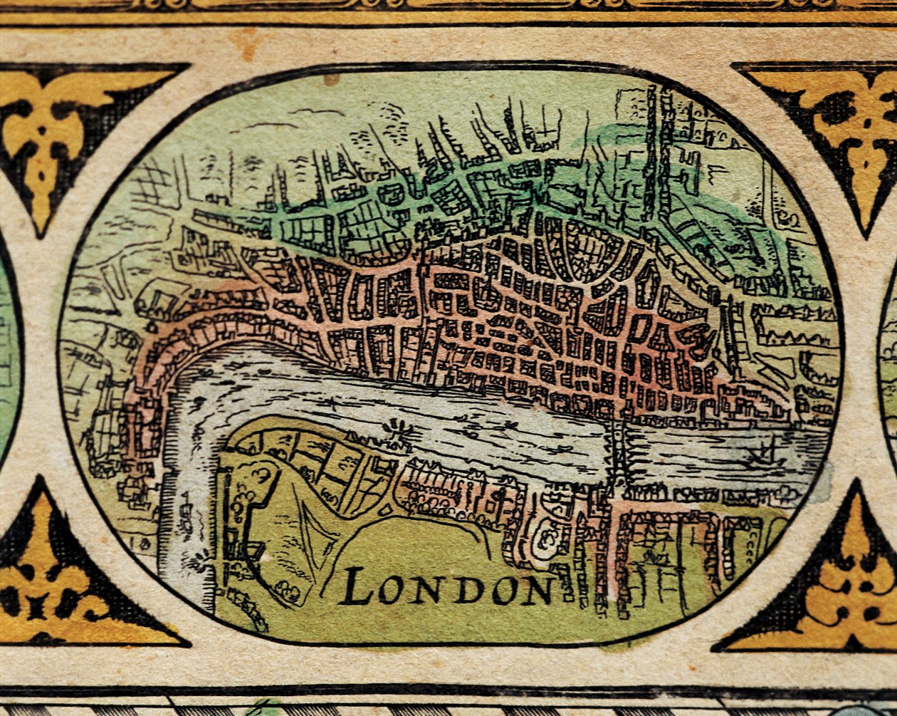 "" Reprezentace londýnské City "" Detail mapy světa v "" The Theater of the World "" od Willema Janszoona Blaeua (1571-1638) od Willem Blaeu