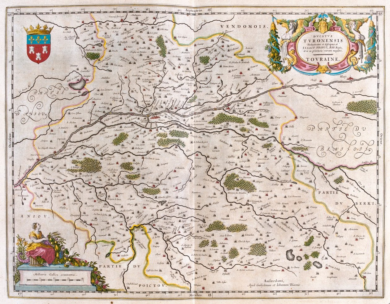 Údolí řeky Loiry s městy (Bloise, Amboise) - Touraine, v "Theatrum Orbis Terrarum, sive Atlas Novus", Willem Blaeu, Amsterdam od Willem Blaeu