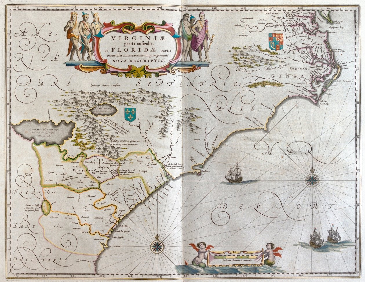 Jihovýchod, v "Theatrum Orbis Terrarum, sive Atlas Novus" Willema Blaeua, Amsterdam od Willem Blaeu