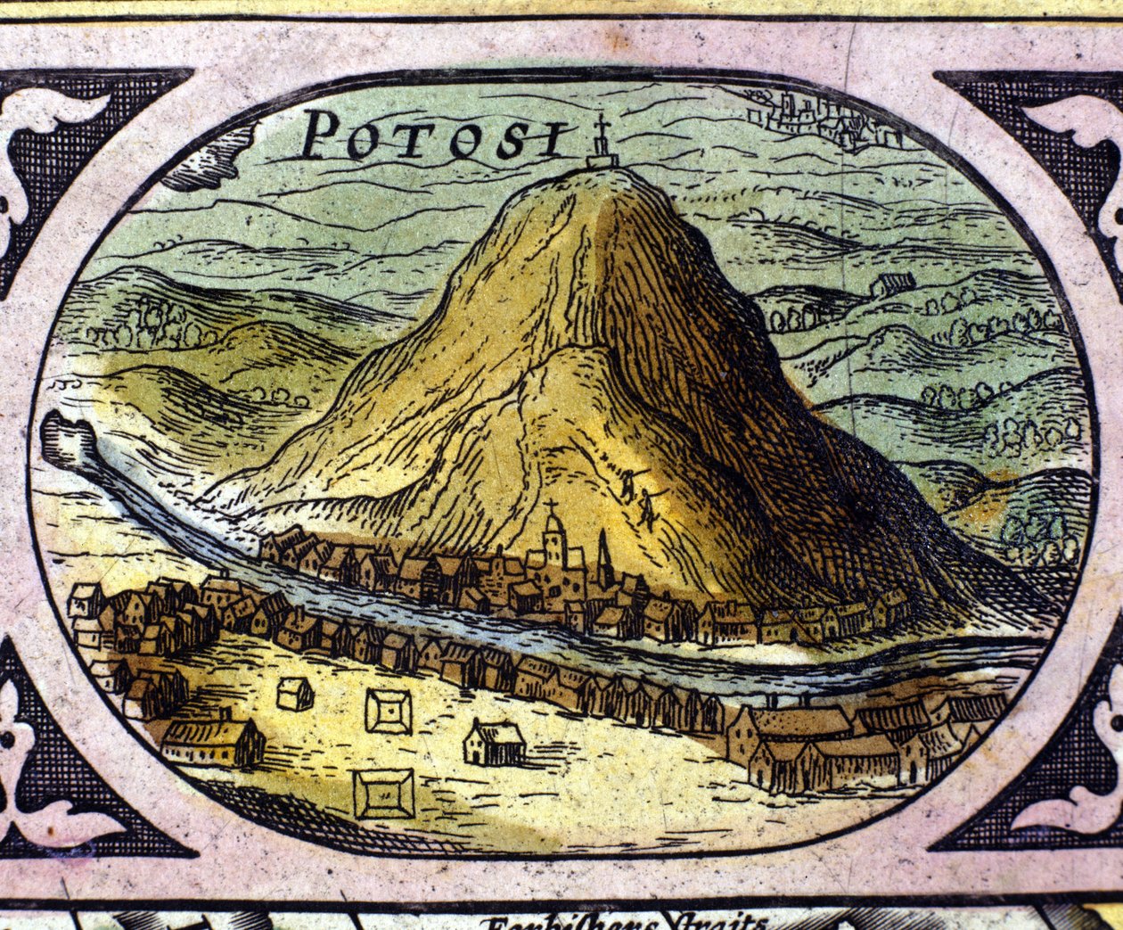 Stříbrné doly v Potosí (Bolívie) podle „Atlasu“ Williama Blaeu od Willem Blaeu