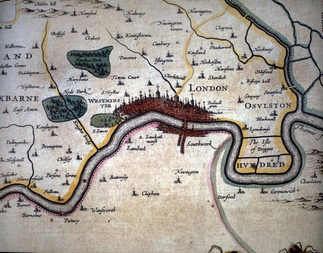 Pohled na Londýn a okolí. Atlas od W. Blaeu od Willem Blaeu
