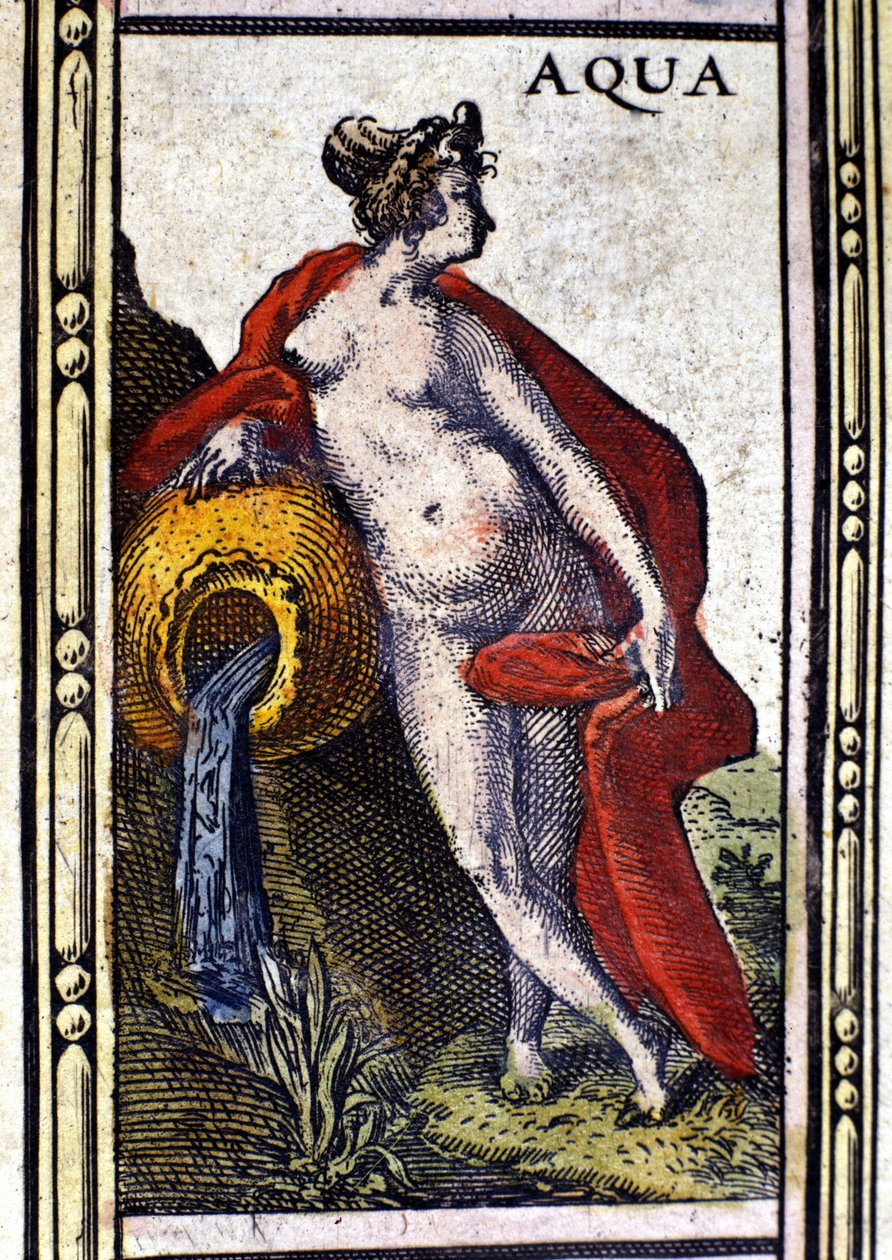 Voda, jeden ze čtyř prvků, zastoupený v Atlasu W. Blaeu vytištěném v Amsterdamu v roce 1655. od Willem Blaeu