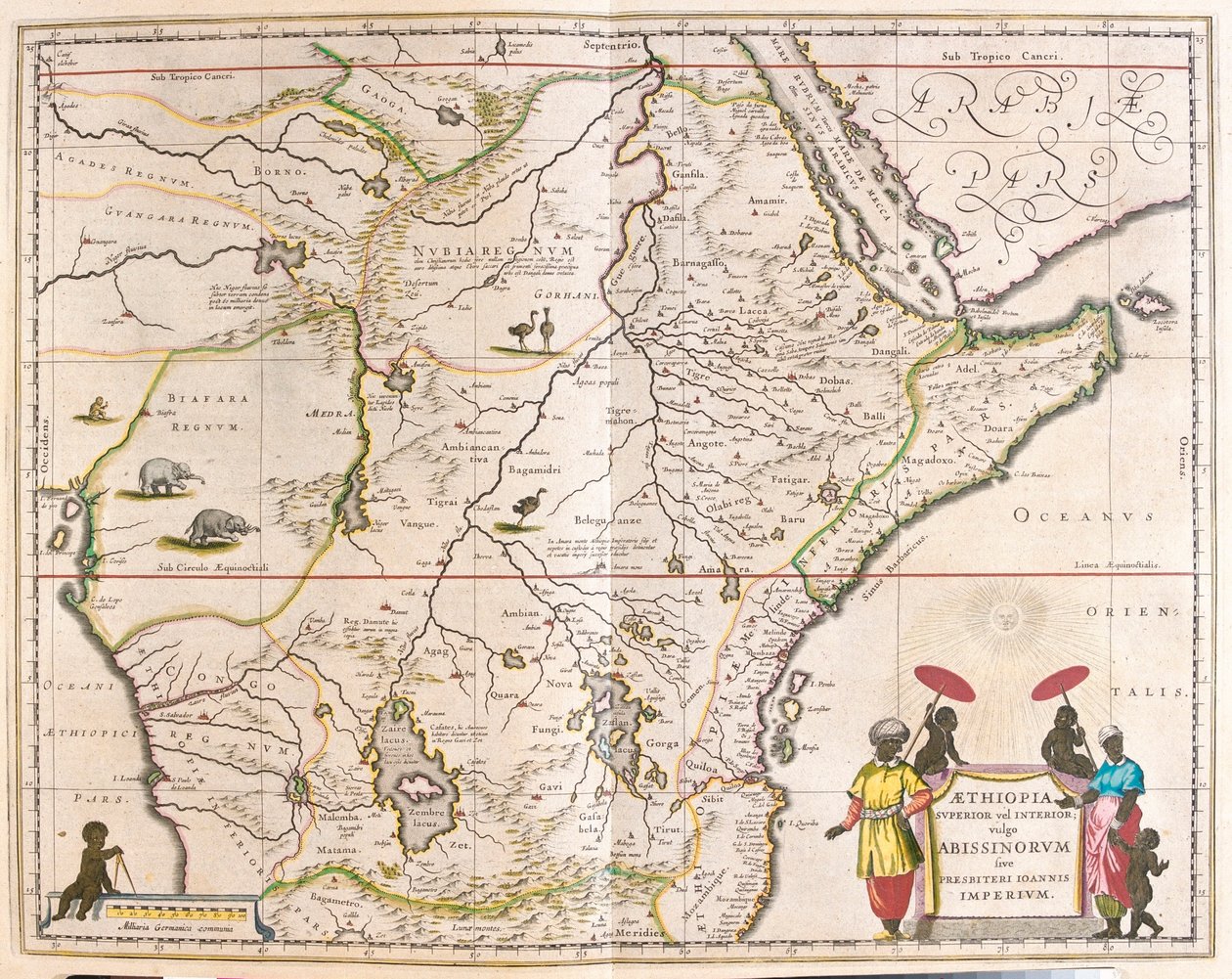 střední a východní Afriky včetně Mozambiku, v "Theatrum Orbis Terrarum, sive Atlas Novus" Willema Blaeua, Amsterdam. od Willem Blaeu