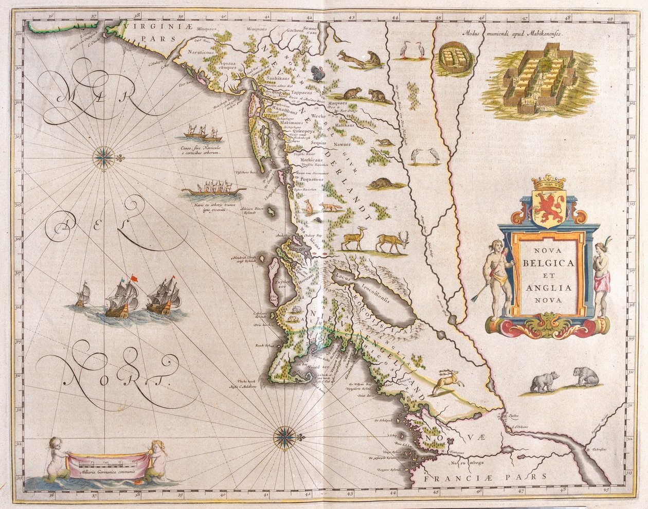 krajní severovýchodní pobřeží Států, v "Theatrum Orbis Terrarum, sive Atlas Novus" Willema Blaeua, Amsterdam. od Willem Blaeu