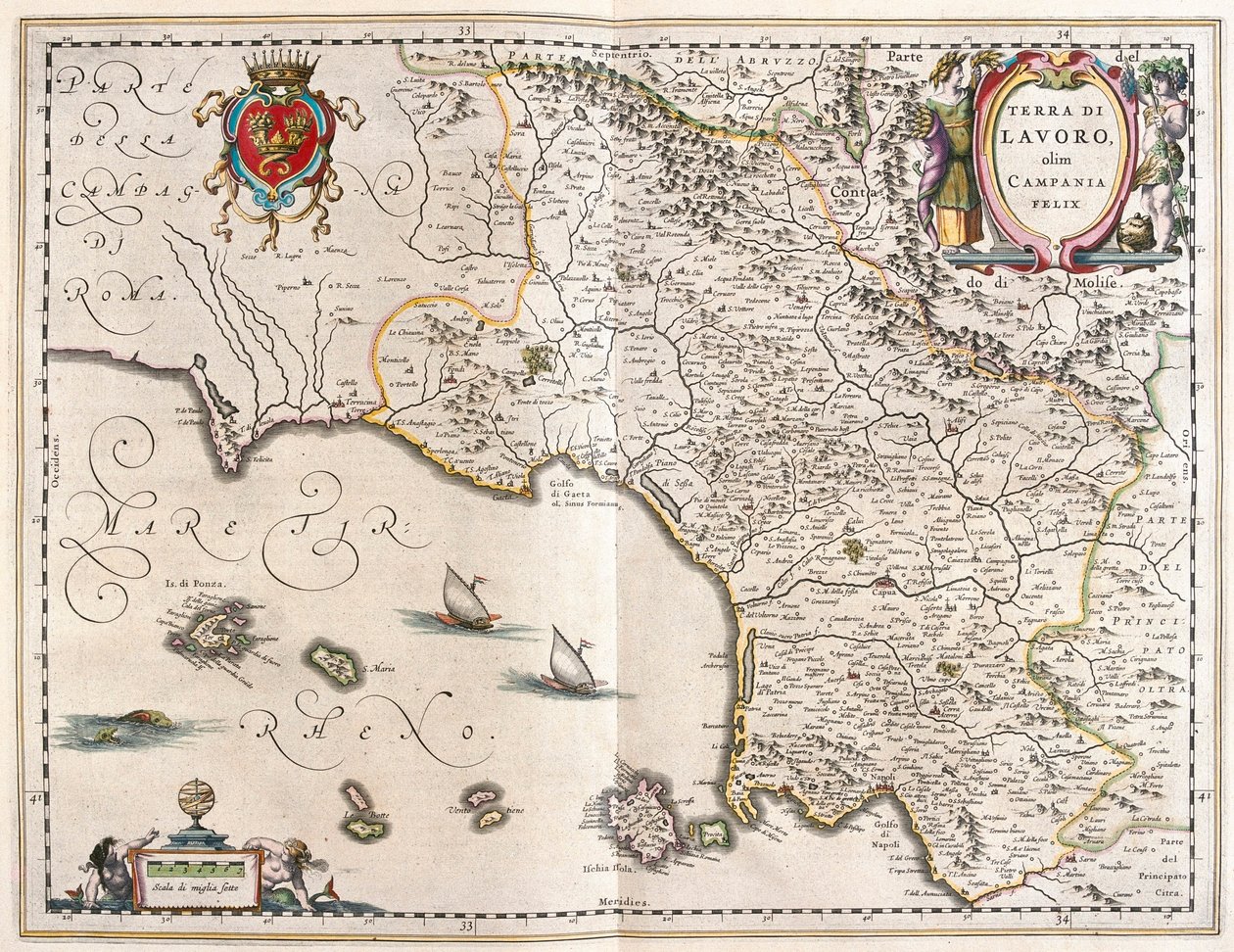 region Kampánie, Itálie, v "Theatrum Orbis Terrarum, sive Atlas Novus" Willema Blaeua, Amsterdam. od Willem Blaeu