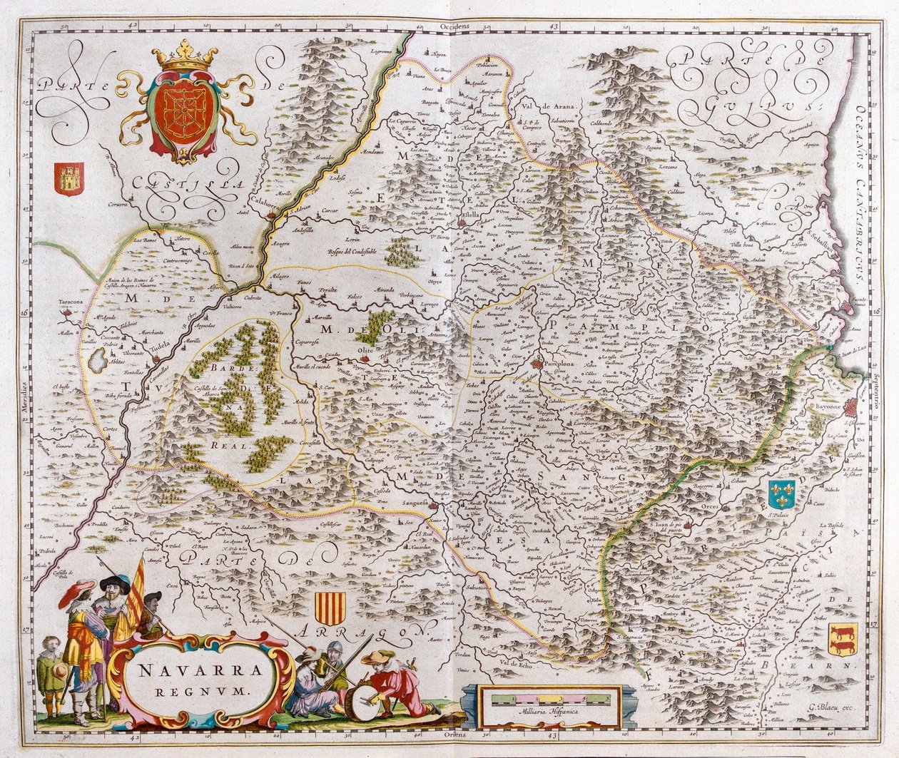 regionu, který zahrnuje Pamplonu, Bayonne a San Sebastian, v "Theatrum Orbis Terrarum, sive Atlas Novus" Willema Blaeua, Amsterdam. od Willem Blaeu