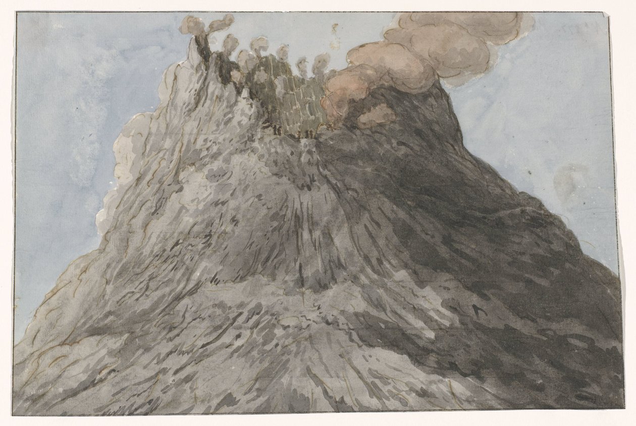Krater van de Etna Pohled na kráter Etna (název na objektu) Cesty po Itálii, Sicílii a Maltě - 1778 (název série) od Willem Carel Dierkens