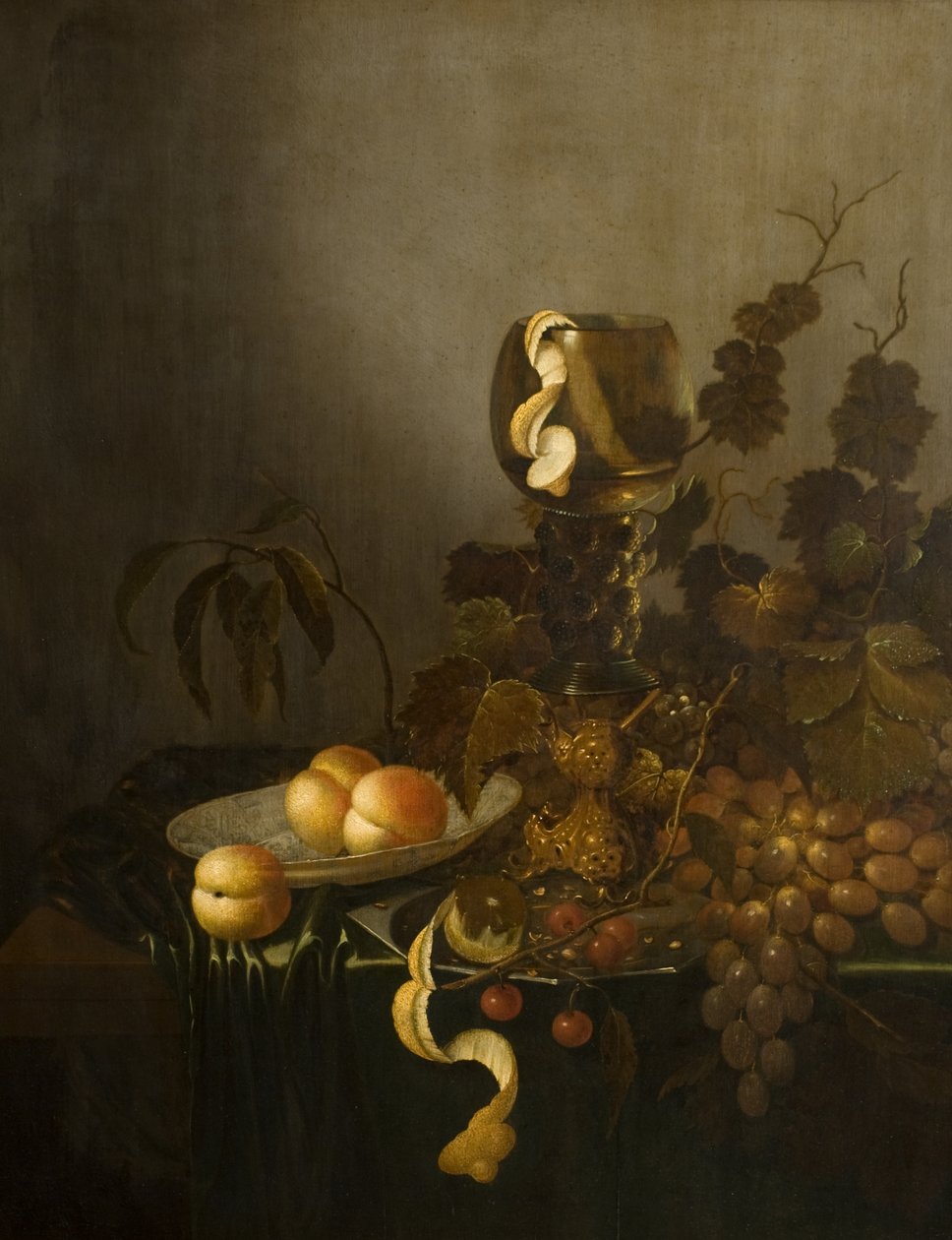 Zátiší s ovocem a hlezenním sklem od Willem Claesz. (manner of) Heda