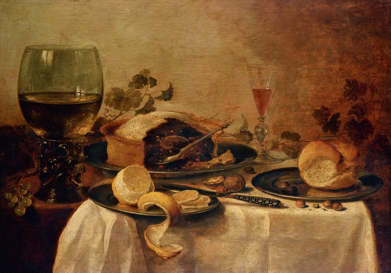 Zátiší s ovocným koláčem, 1635 od Willem Claesz. Heda