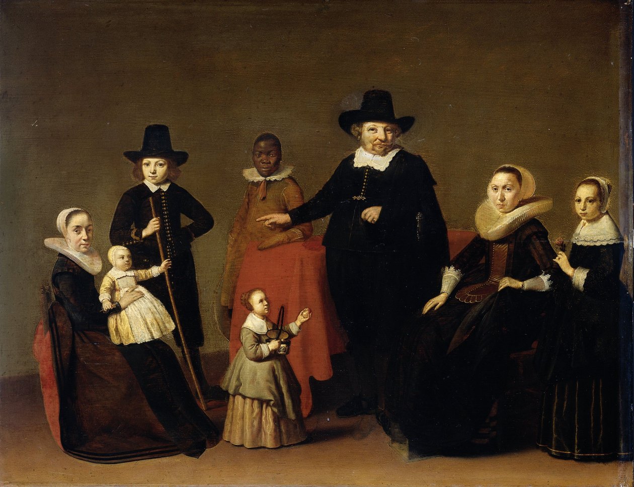 Rodinná skupina s černým sluhou, c. 1631-33 (olej na panelu) od Willem Cornelisz Duyster