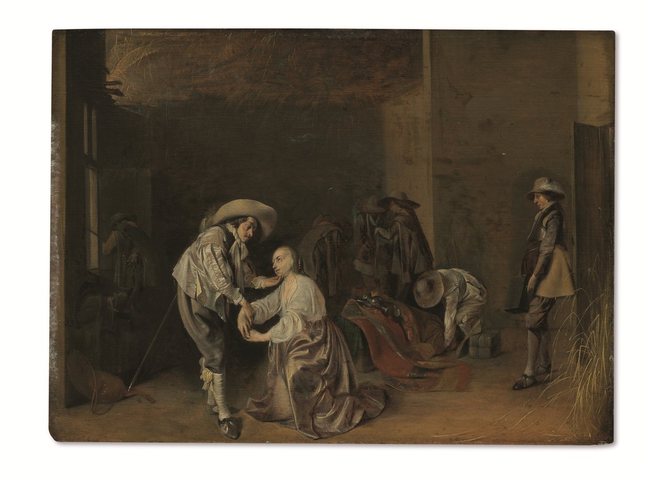 Vojáci beroucí kořist (olej na desce) od Willem Cornelisz Duyster