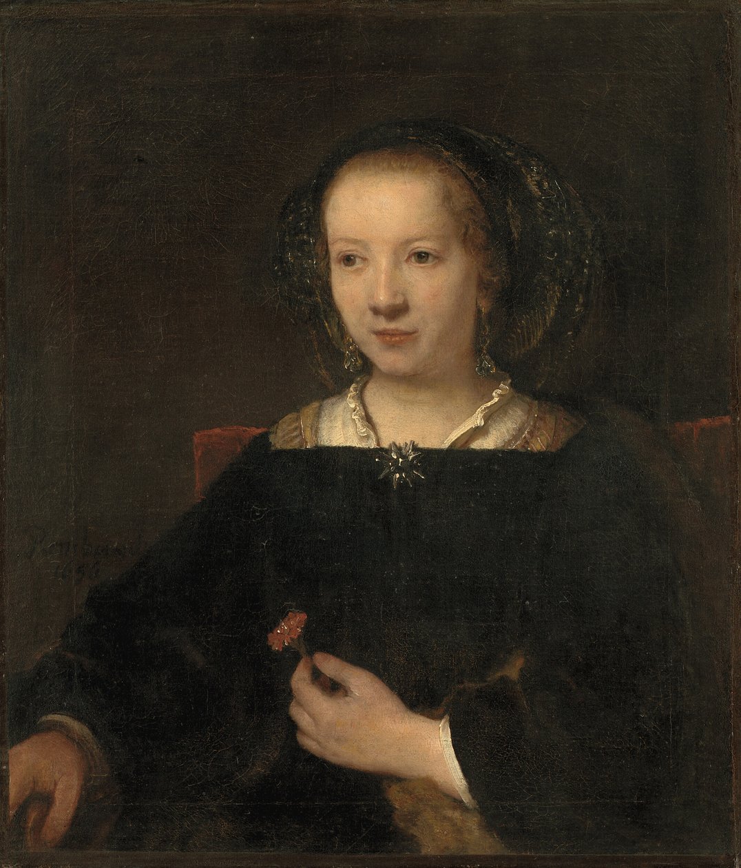 Mladá žena s karafiátem od Willem Drost