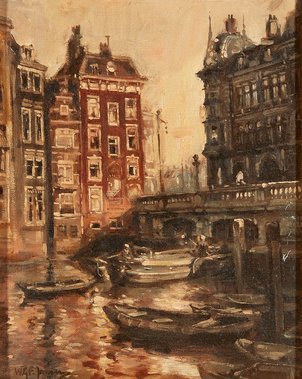 Most přes kanál, Rotterdam (olej na plátně) od Willem Georg Frederik Jansen