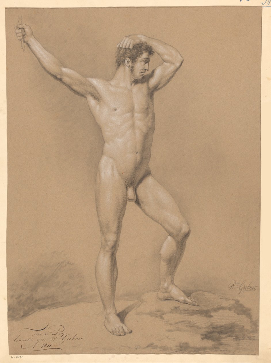 Stojící mužský akt, při pohledu zepředu (2. cena 1811) od Willem Grebner