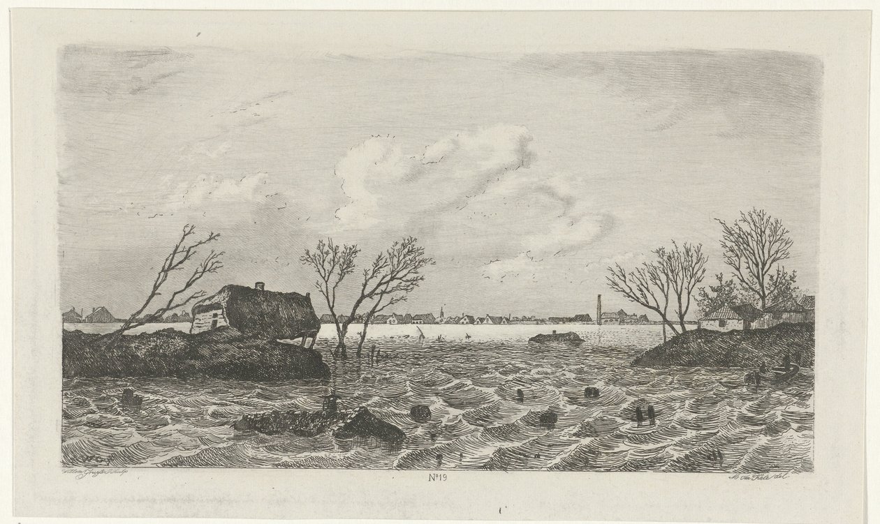 Prolomení hráze v Dreumelu, 1855 od Willem Gruyter jr.