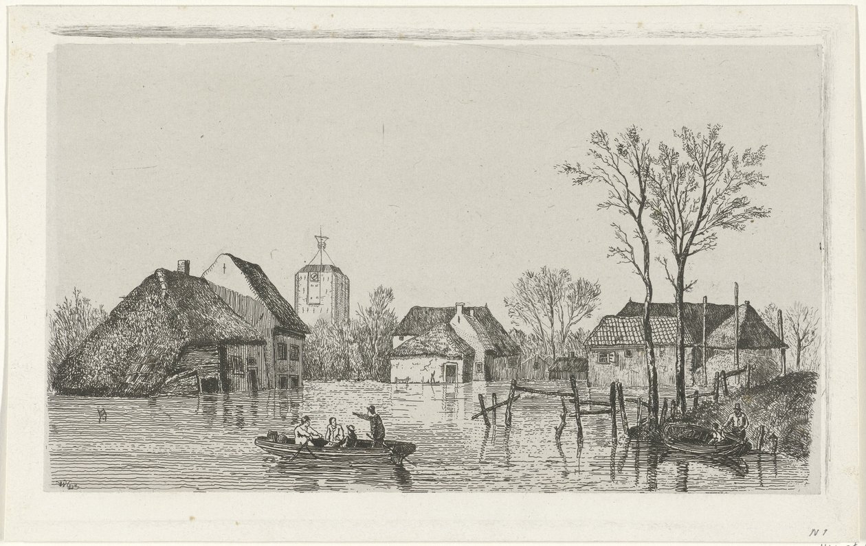 Povodeň v Beesdu, 1855 od Willem Gruyter jr.