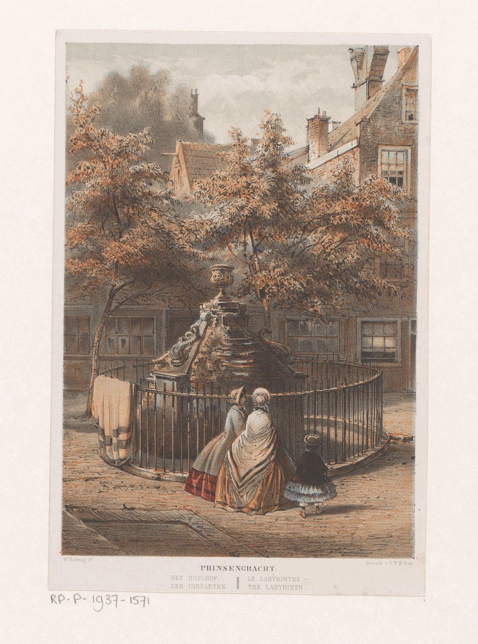 Fontána v bludišti v Amsterdamu Prinsengracht bludiště / der Irrgarten / le labyrinthe / labyrint (název na předmětu) od Willem Hekking jr.