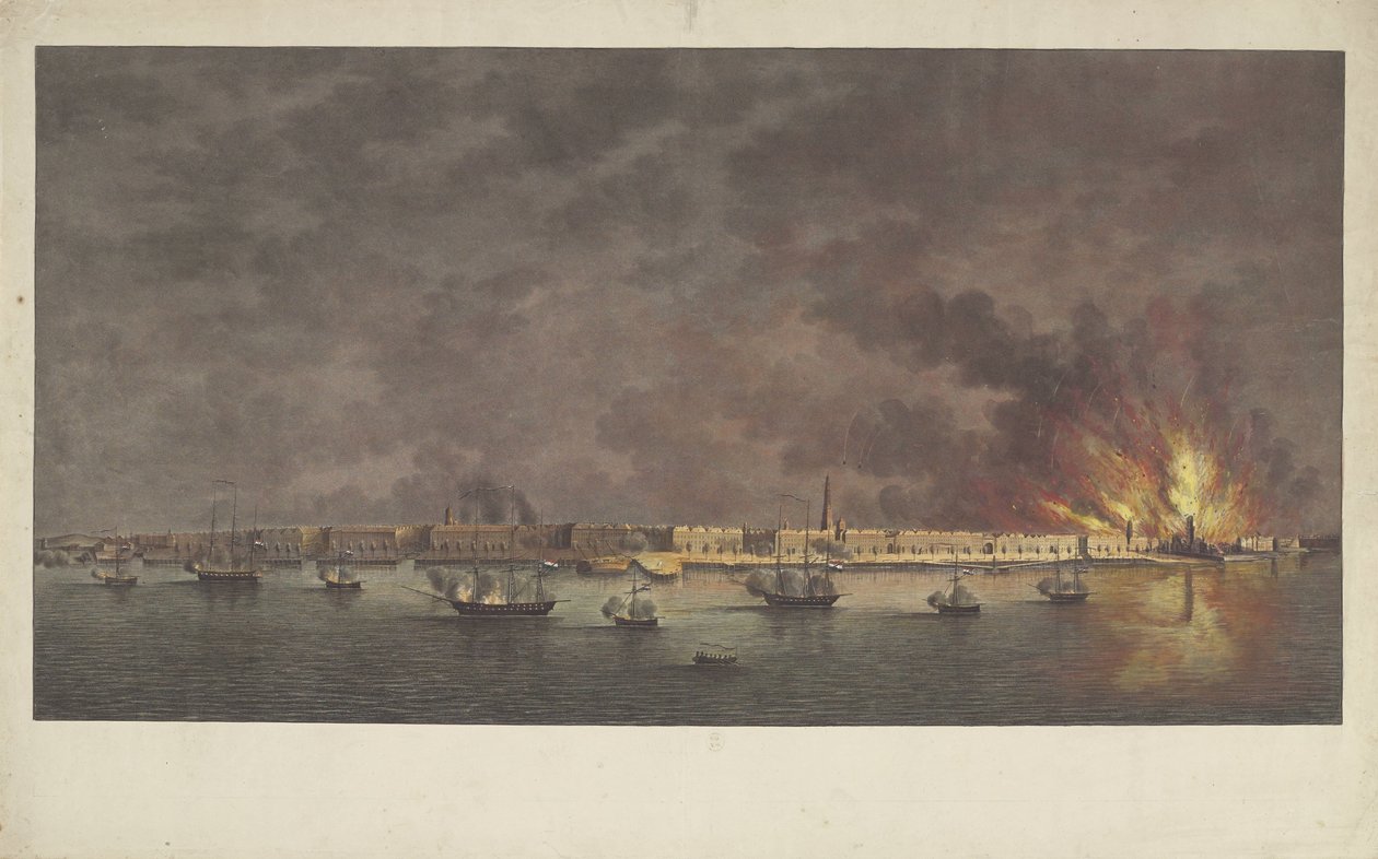 Bombardování Antverp, 1830 od Willem Hendrik Hoogkamer