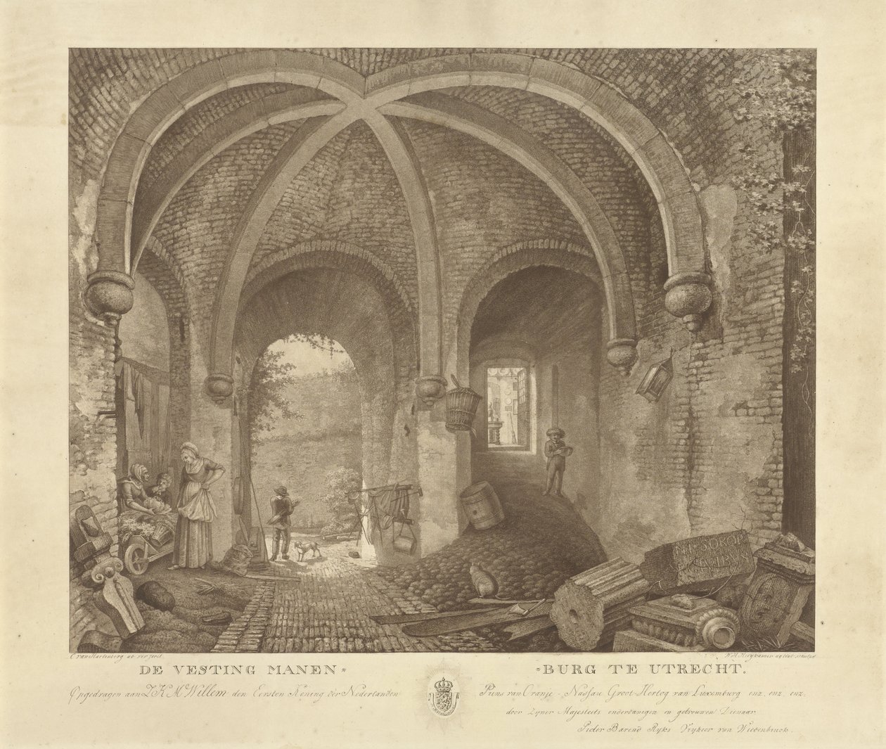 Postavy pod klenbou Manenburg, Utrecht Pevnost Manenburg v Utrechtu (název série) od Willem Hendrik Hoogkamer