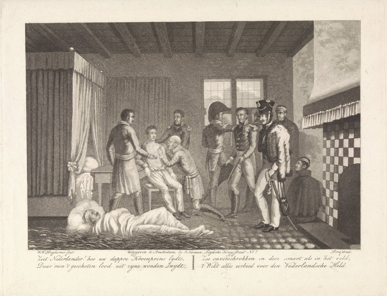 Prince of Orange po jeho zranění pod lékařským ošetřením v polní nemocnici, 1815 od Willem Hendrik Hoogkamer