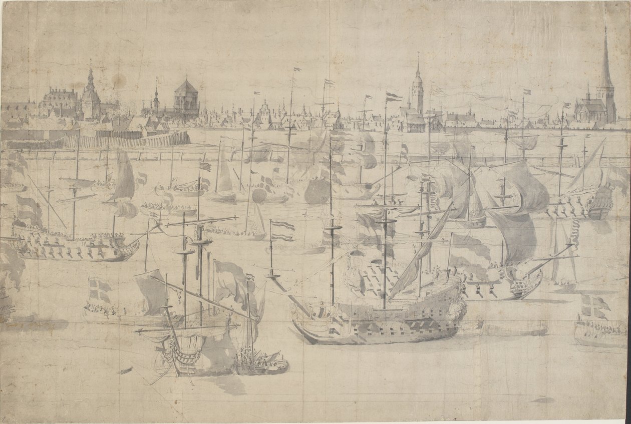Nizozemská flotila na Copenhagen Red 1658 od Willem I van de Velde