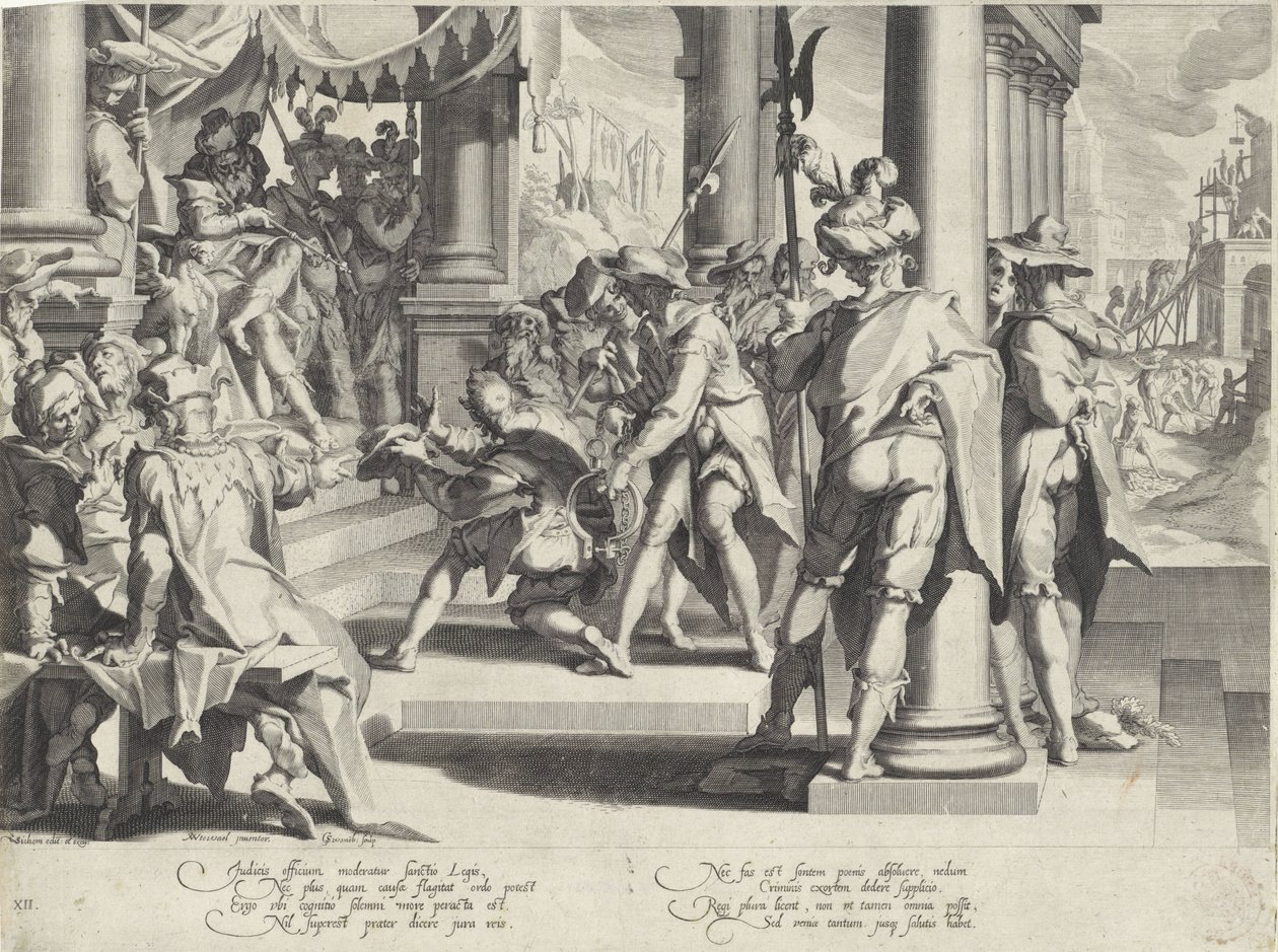 Alegorie nedotknutelnosti zákona Thronus Justitiae (název série) od Willem Isaacsz. van Swanenburg