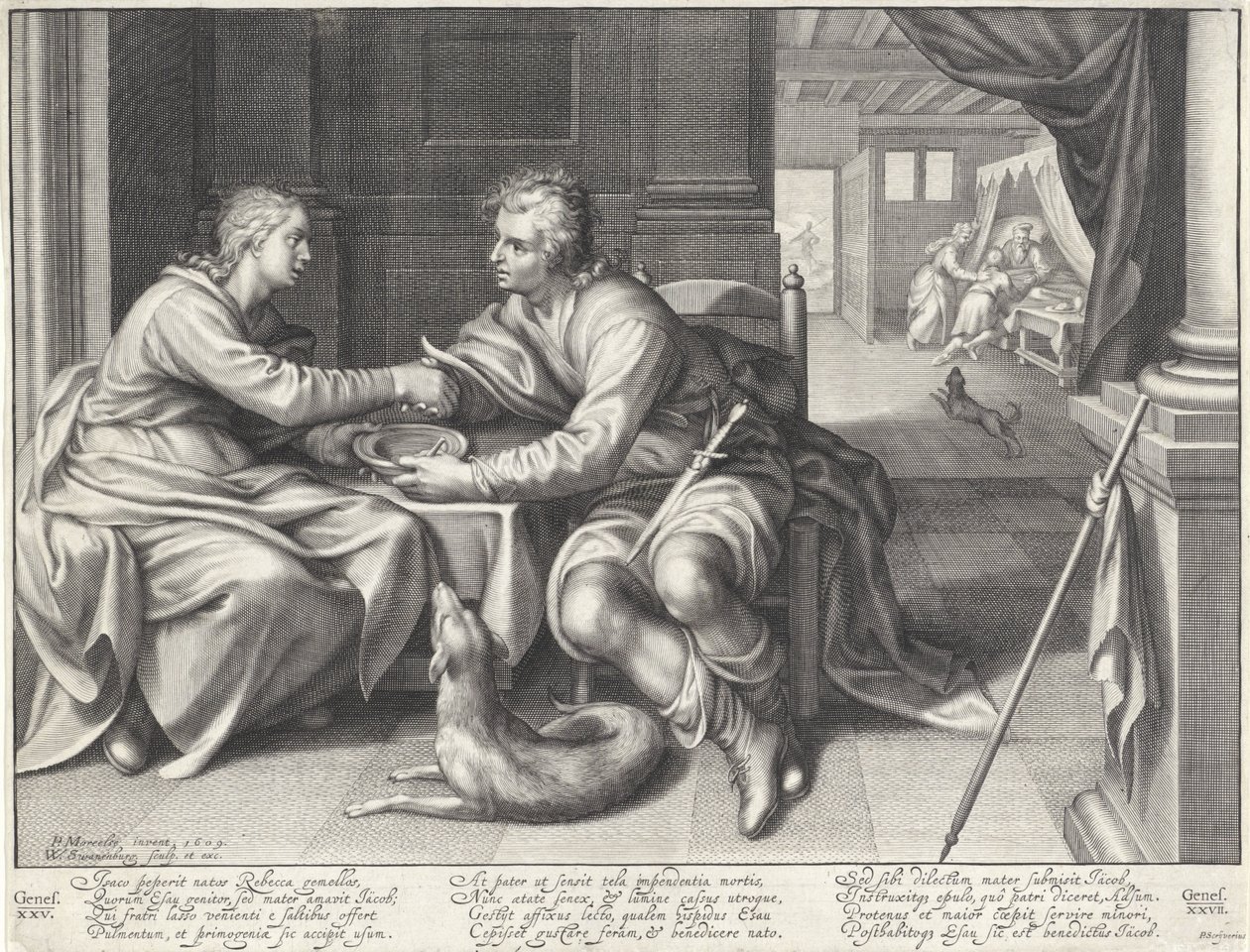 Ezau prodává své prvorozenství Jákobovi od Willem Isaacsz. van Swanenburg