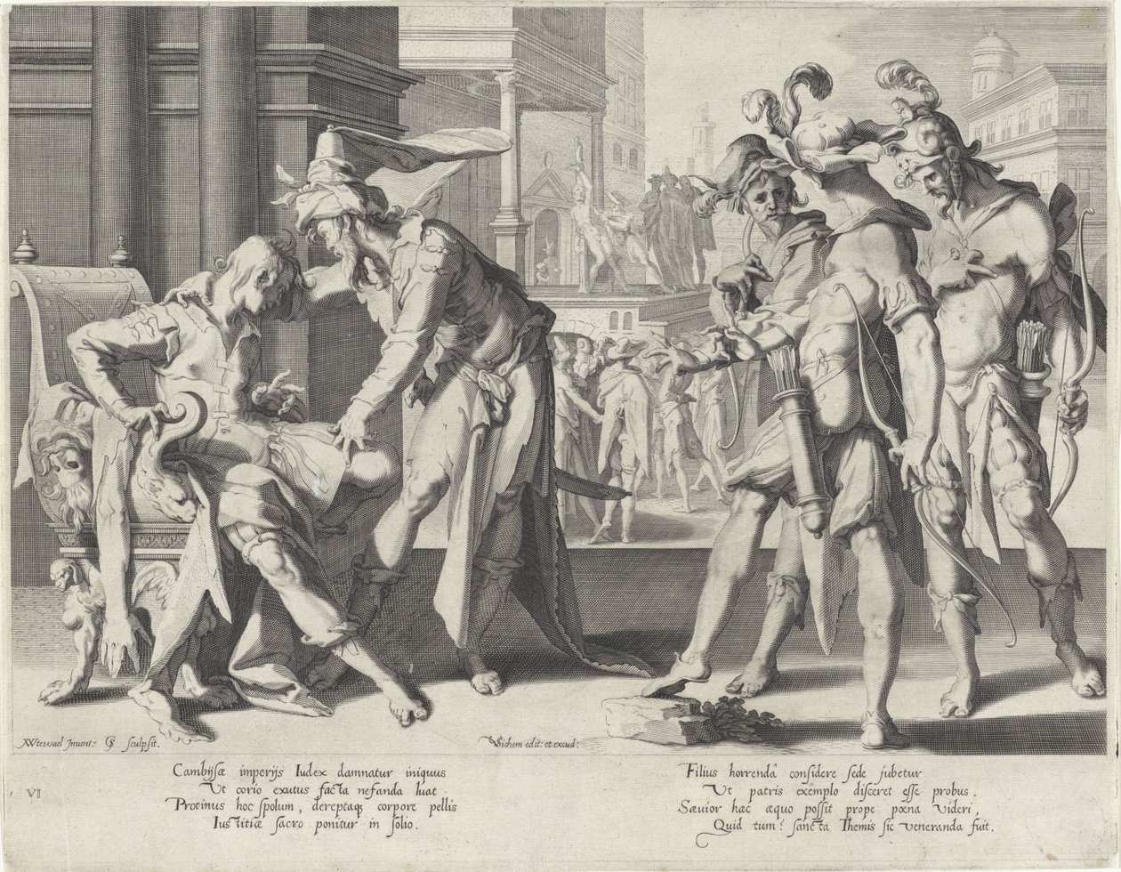 Oordeel van Cambyses Throne of Justice (název série) od Willem Isaacsz. van Swanenburg