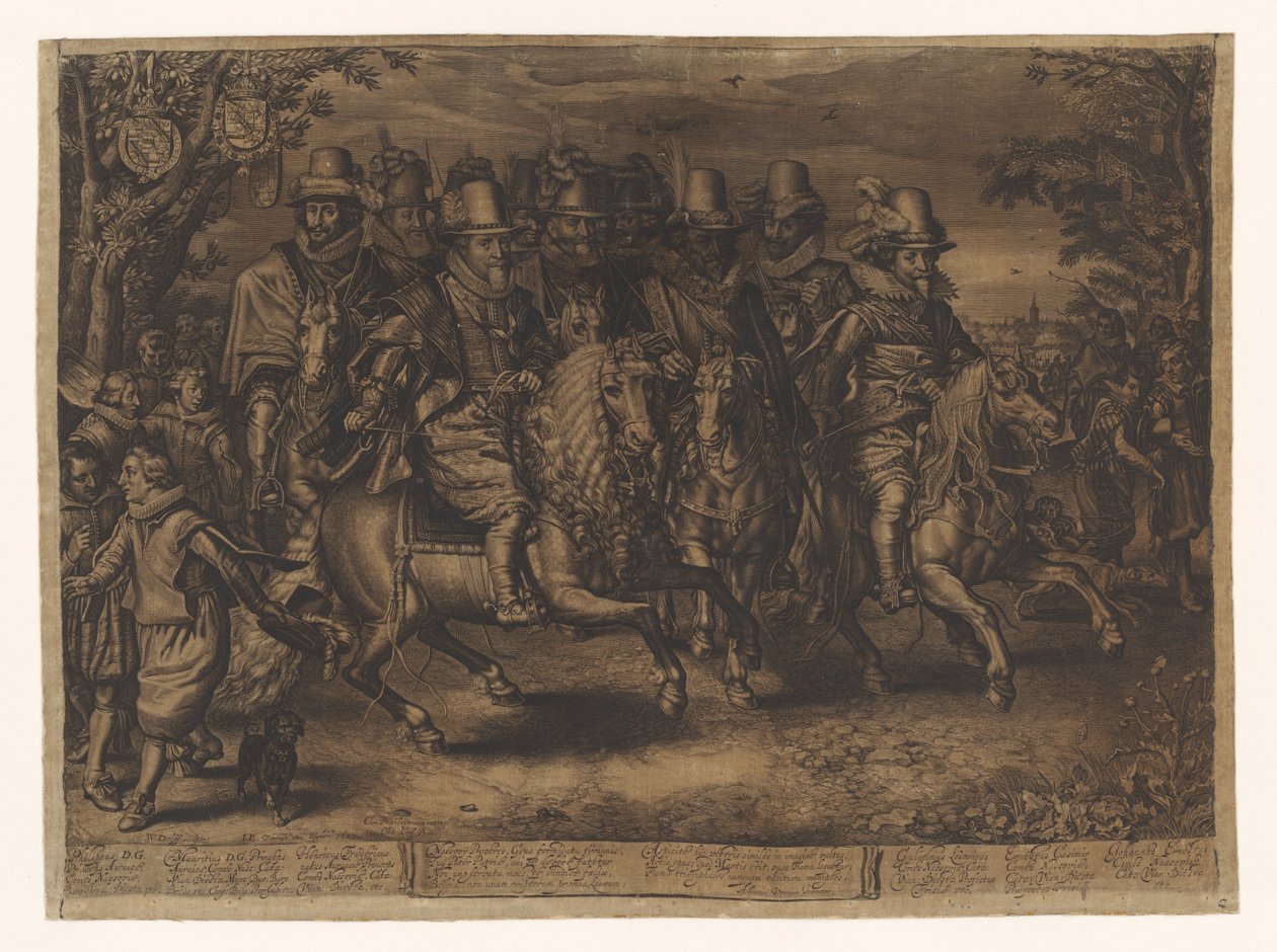 Jezdecký průvod šesti knížat rodu Orange-Nassau od Willem Jacobsz Delff